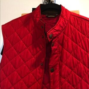 Barbour Quilted Red Men's Vest with Snap Closure Lowerdale Gilet